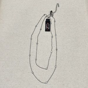 Kenneth Jay Lane Silver & Cubic Zirconium Long Necklace